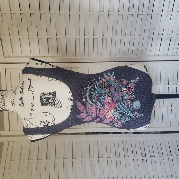 Johnny Was Sea Owl Square Neck Floral Patterned Women's One Piece Bikini Size M - Picture 2 of 6